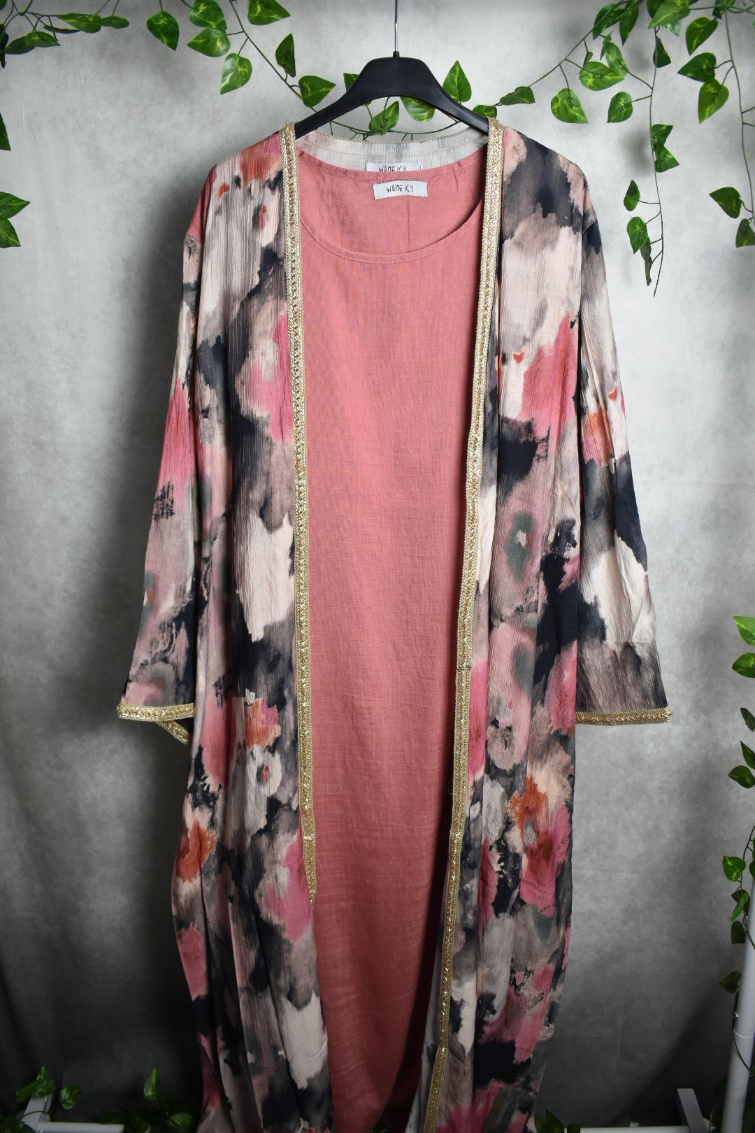 The Two Piece Tie Dye Abaya With Adjustable Belt