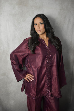The Wine Red Elegant Co Ord