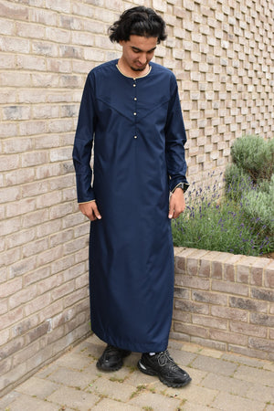 The Navy Gold Threaded Thobe