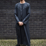 The Emirati Embroidery Charcoal Black Thobe