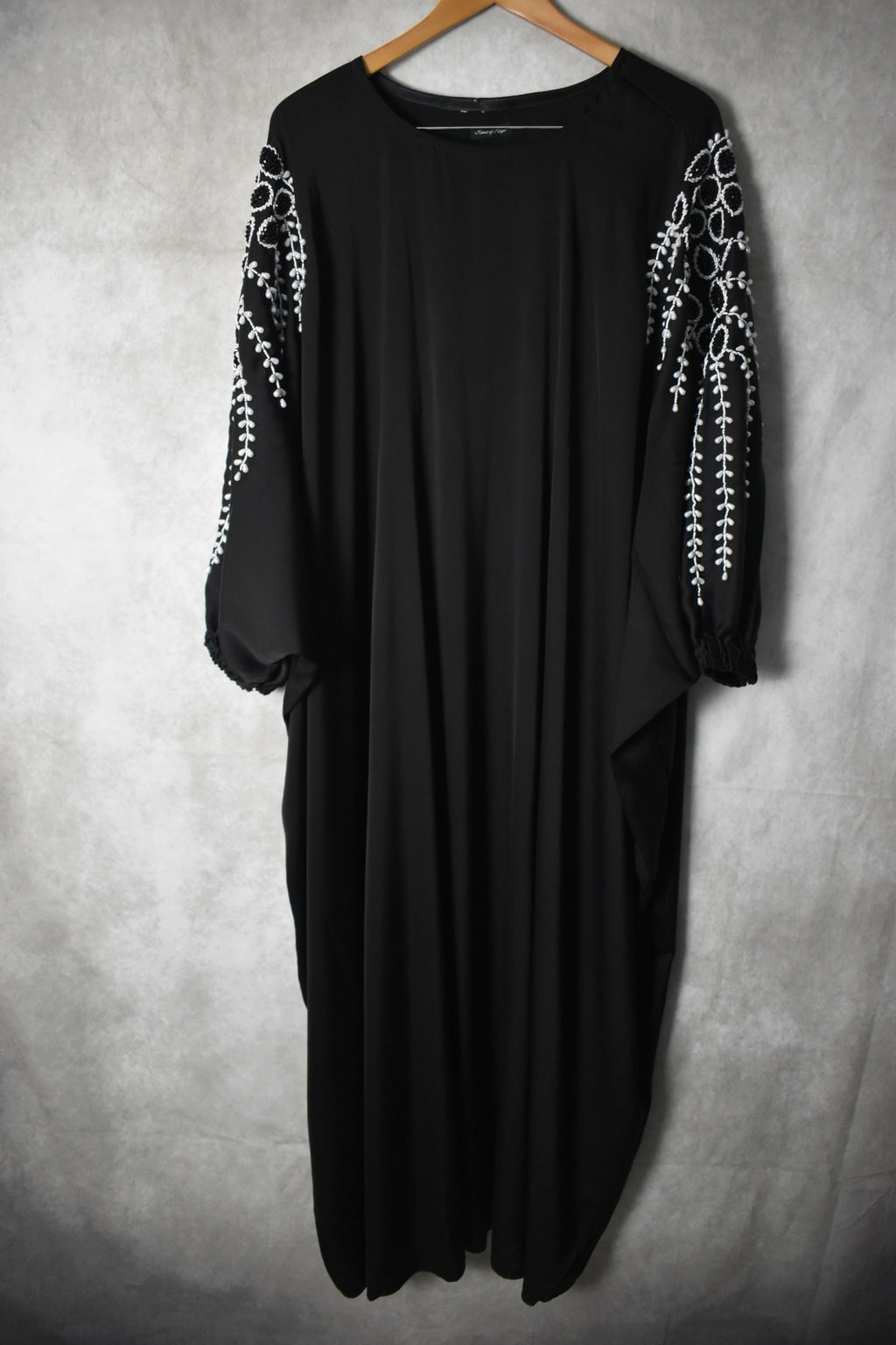 The Black And White Beaded Abaya
