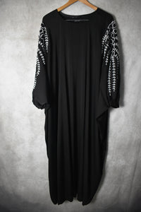 The Black And White Beaded Abaya