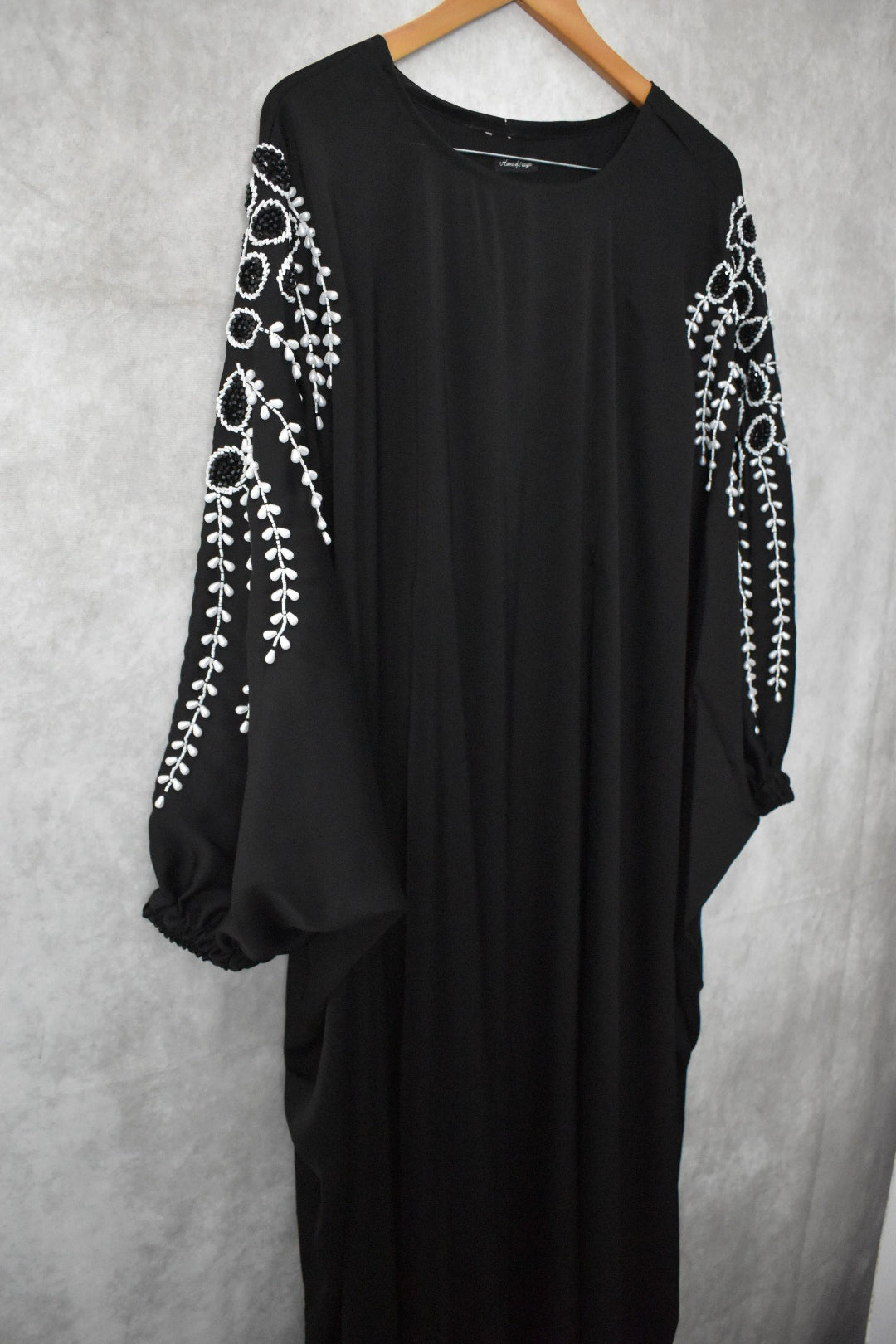 The Black And White Beaded Abaya