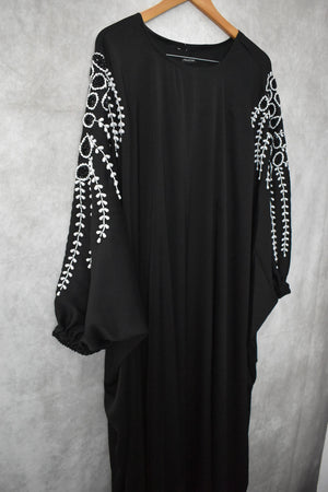The Black And White Beaded Abaya