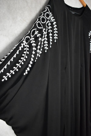 The Black And White Beaded Abaya