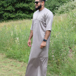 Omani Short Sleeve Champagne Grey Thobe