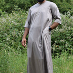 Omani Short Sleeve Champagne Grey Thobe