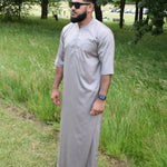 Omani Short Sleeve Champagne Grey Thobe