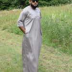 Omani Short Sleeve Champagne Grey Thobe