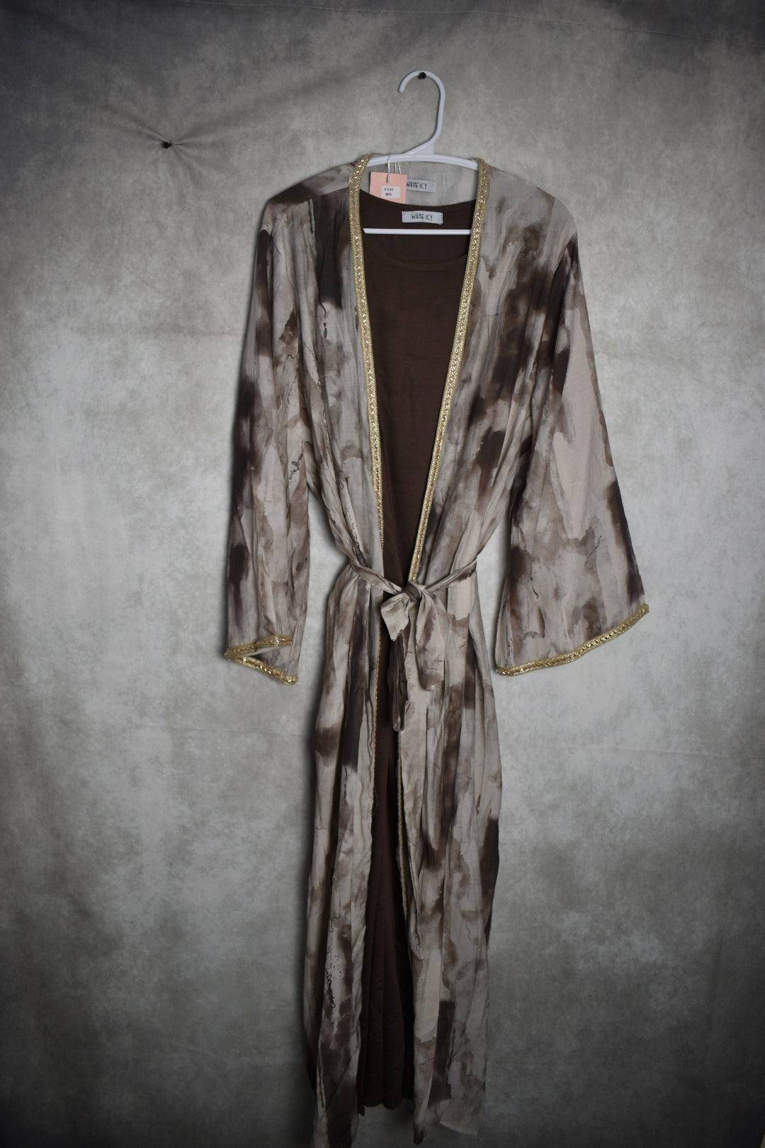 The Two Piece Tie Dye Abaya With Adjustable Belt