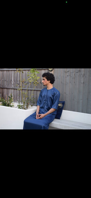 Omani Short Sleeve Navy Thobe