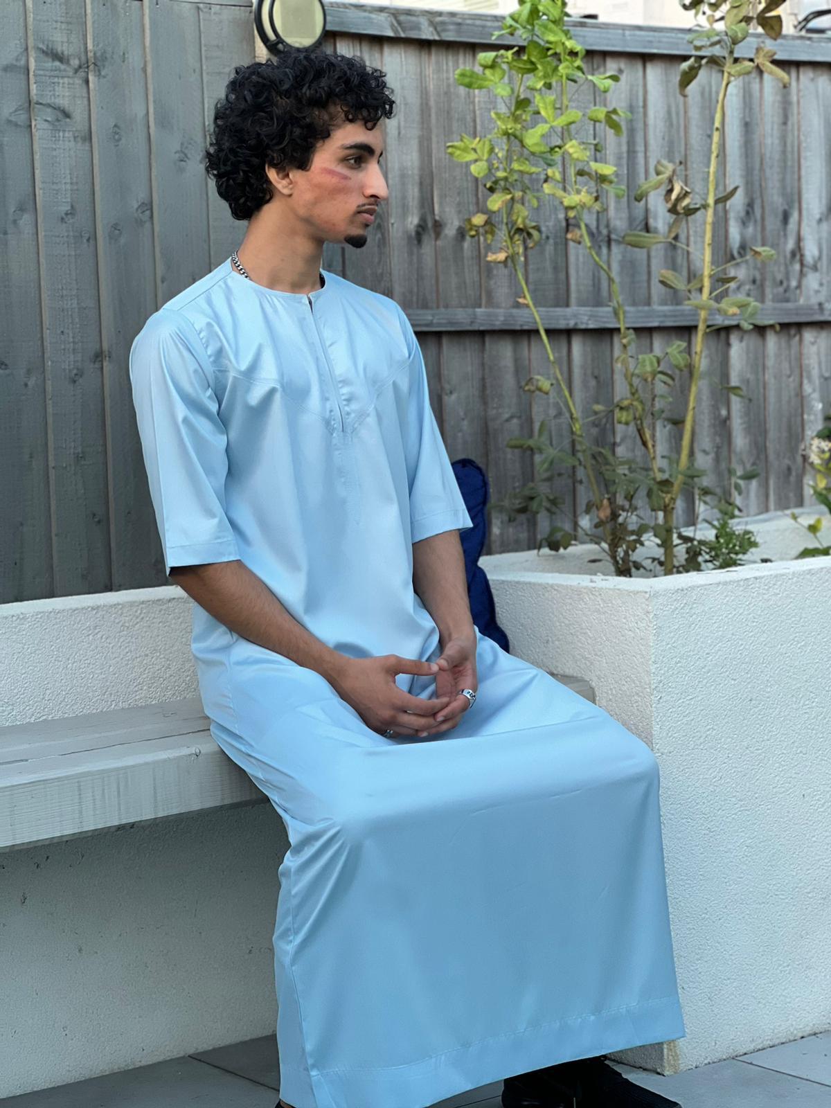 Omani Short Sleeve Sky Blue Thobe